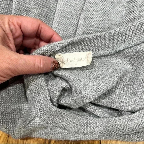 Altar’d State gray waffle knit pullover with lace trim waistline - Picture 3 of 7